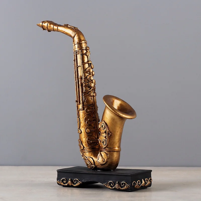 Саксофон в стиле американской деревни ретро, полимерные винтажные миниатюры, статуэтки для музыкальных инструментов, аксессуары для домаш...