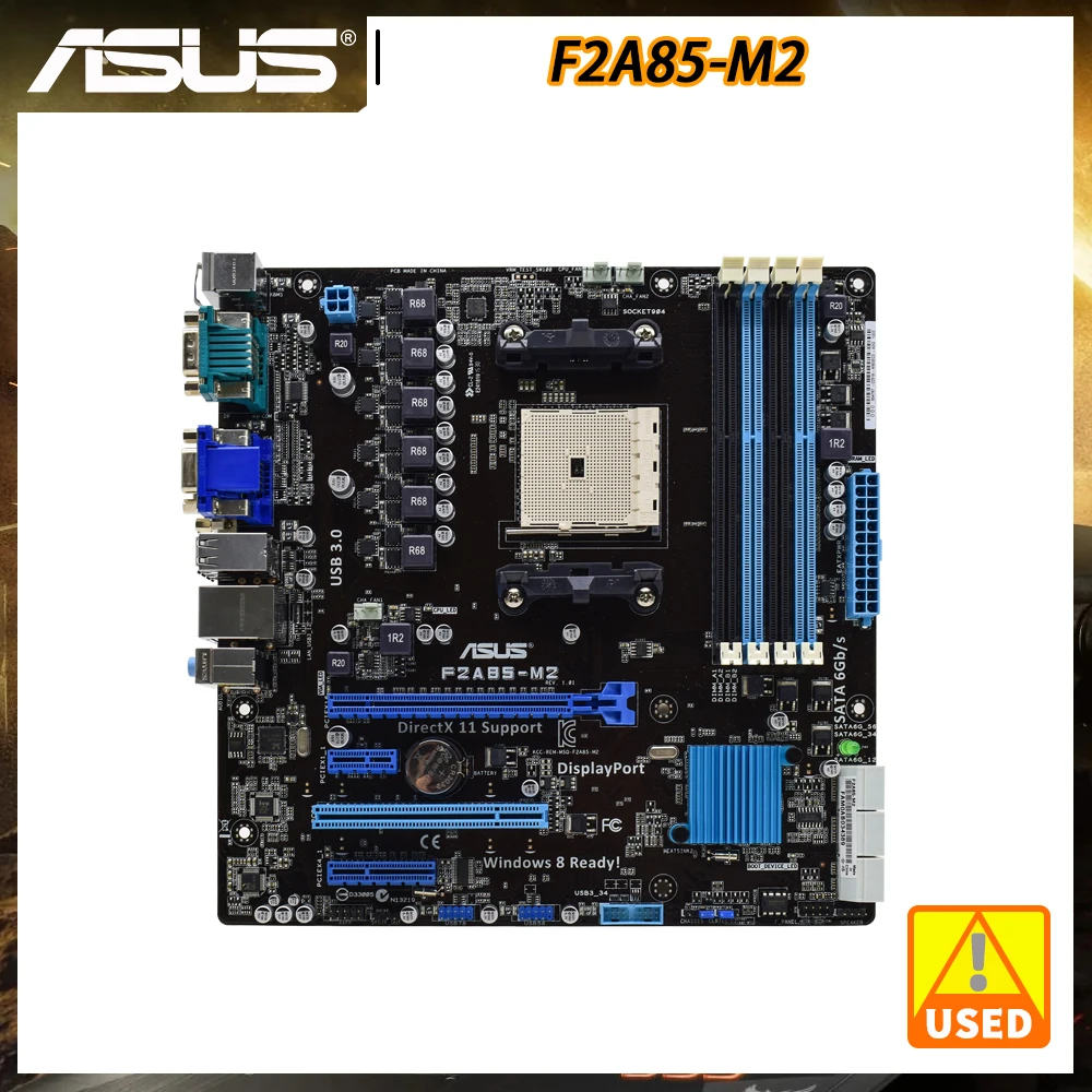 

ASUS F2A85-M2 Socket FM2 AMD A85X Chipset DDR3 64GB SATA 6Gb/s DVI USB3.0 PCI-E 2.0 X16 Slot Micro ATX Desktop Motherboard Kit