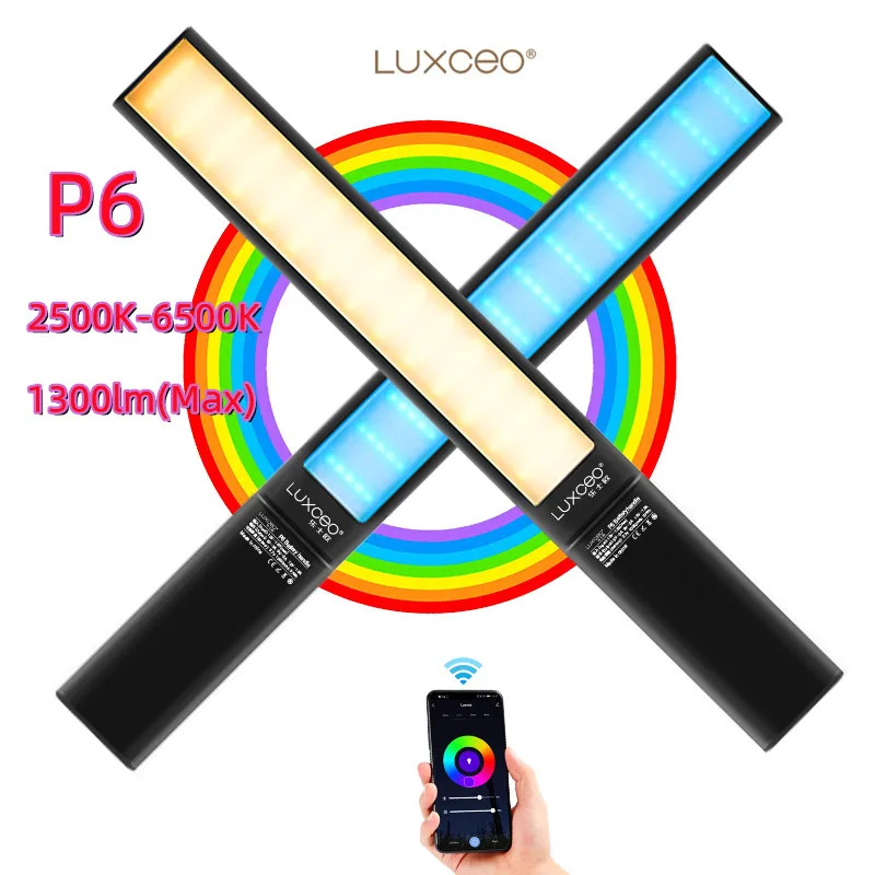 LUXCEO P6 LED RGB светильник 2500 лм 6500K-K батарея мАч 18 Вт заполнясветильник свет бар для фотографа Youtuber музыкальная пленка