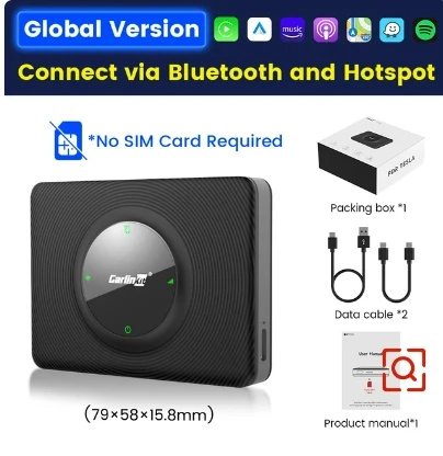 CarlinKit T2C Wireless CarPlay Android Auto On Tesla Model 3 Model X Y Model S Аксессуары Waze Siri Spotify Waze 2.4G + 5G WIFI