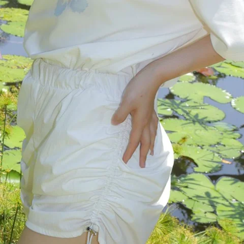 High Waist Shorts Drawstring Casual Shorts Ladies Fit Solid Color Swimming Elastic Waist Breathable Ladies Beach Pants 2023