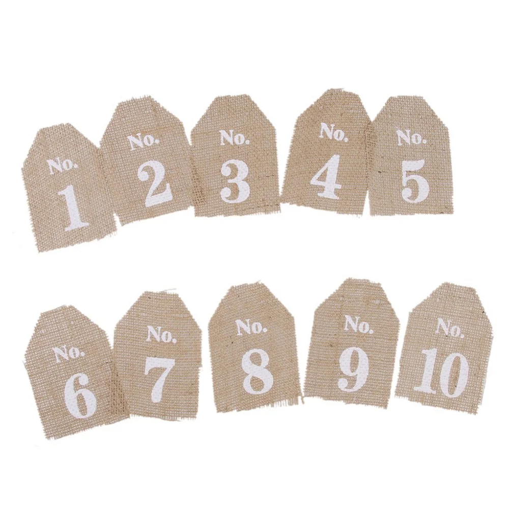 

10Pcs Burlap 1- 10, Hand Painted Bannar Decoration for Wedding, Shower, Graduation and Birthday Party, DIY Supplies for Kids,