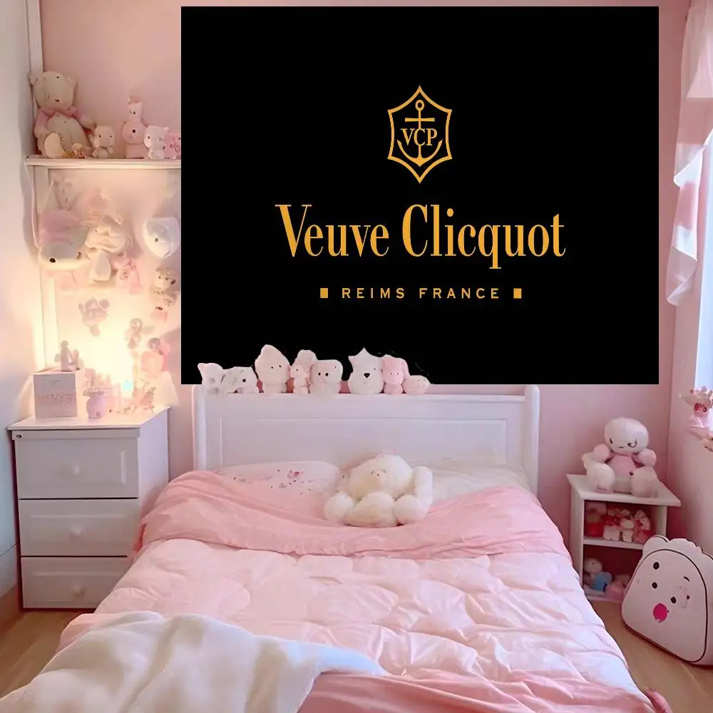 Фото V-Veuve C-Clicquot Настенный гобелен с мультяшным рисунком, научно-фантастический дизайн, декор для дома и комнаты №2