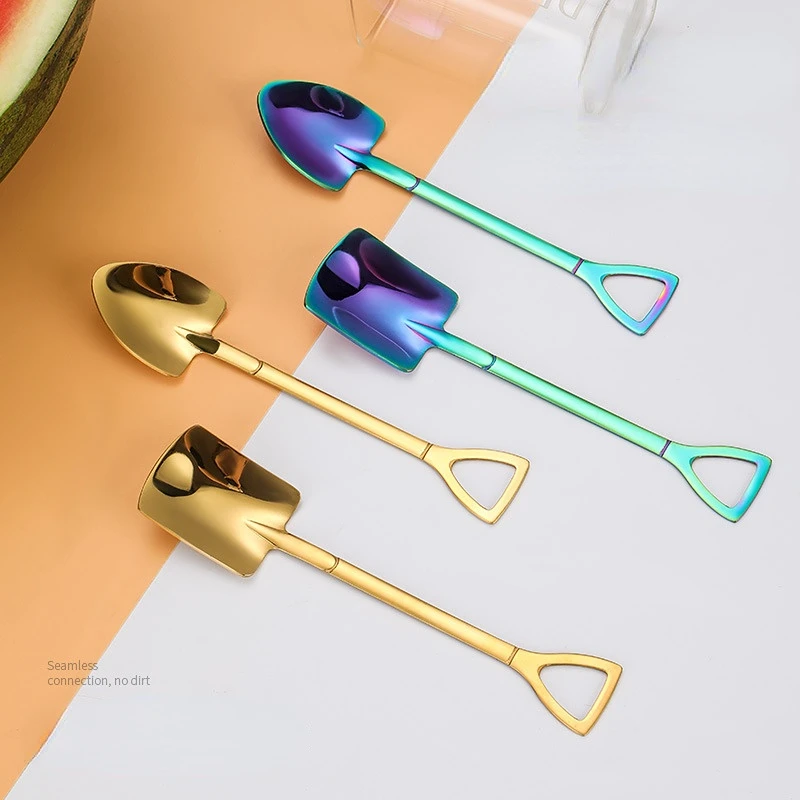 

2PCS/Set Stainless Steel Coffee Tea Spoon Creative Retro Ice Cream Dessert Shovel Scoop Watermelon Kitchen Tableware Bar Tool