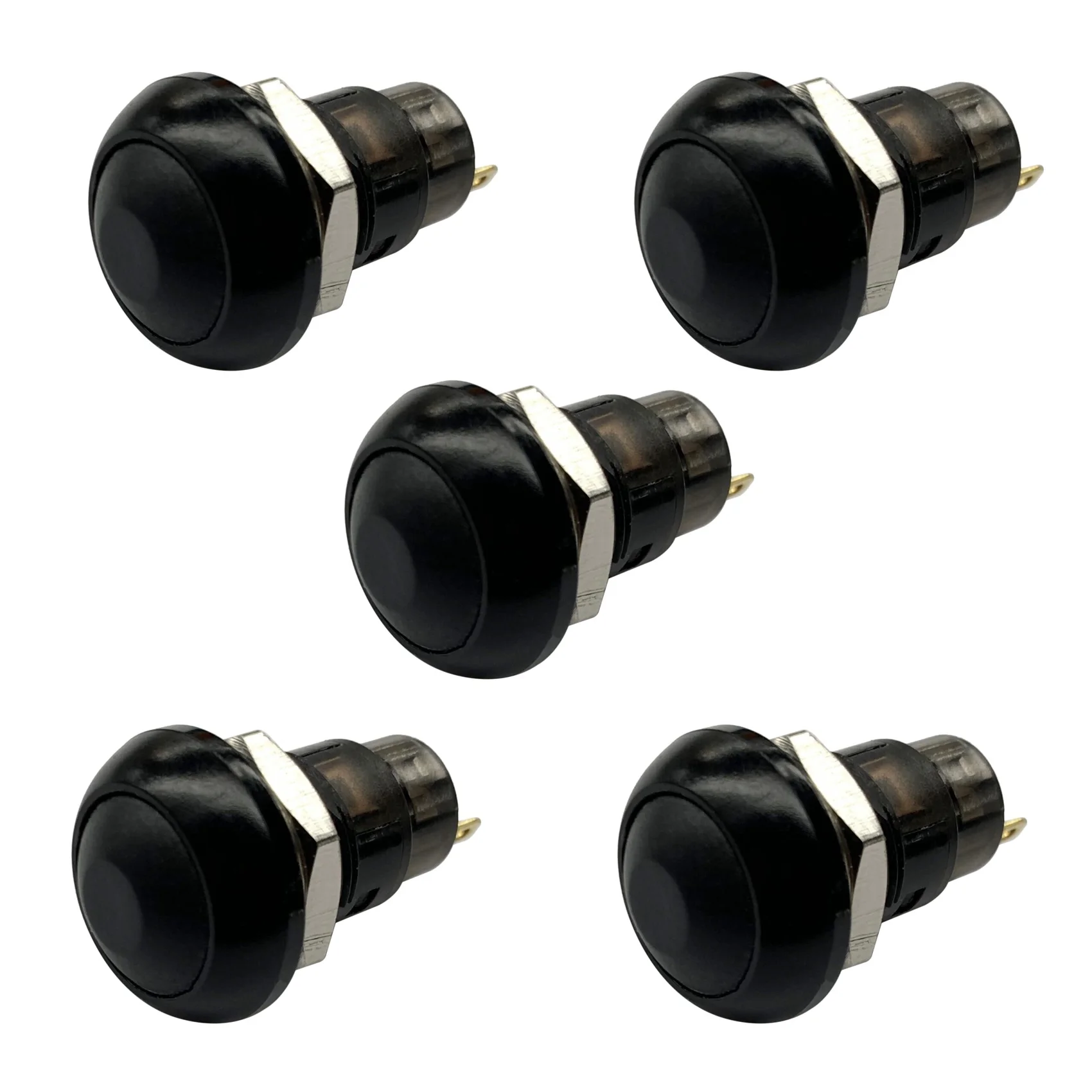 

5X On-Off Latching Waterproof 12mm Push Button Switch SPST 2A IP67 Black