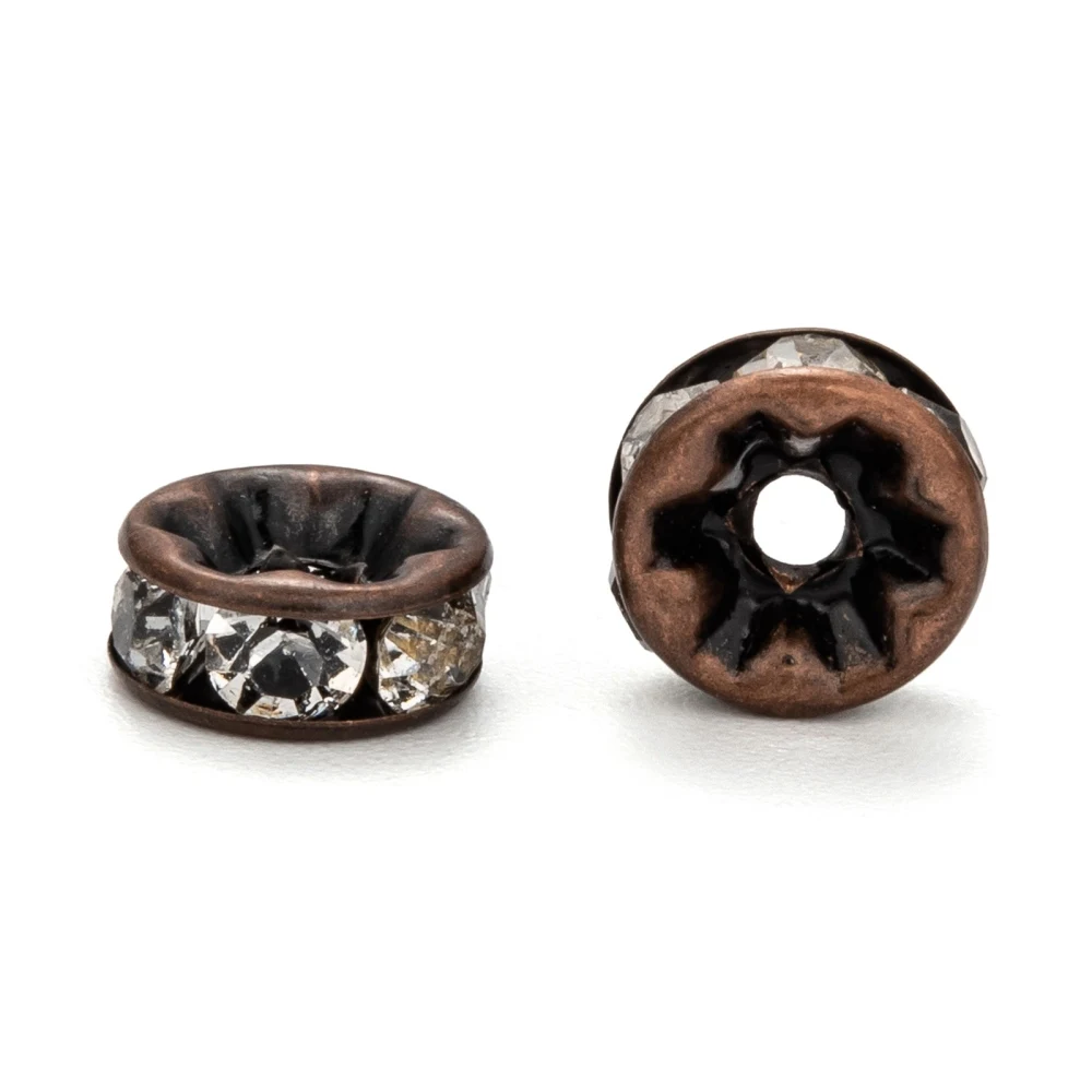 

NBEADS 20PCS Rhinestone Spacer Beads Copper Grade A Flat Round Red Copper Color 8mm in diameter 4mm thick hole: 1.5mm