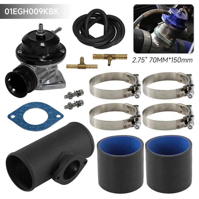 Выдувной клапан 10PSI BOV + тип RS 2,75 дюйма 70 мм, адаптер для фланцевой трубы, комплект силиконовых шлангов (art.: 3920d237cb798) - 3920d237cb798