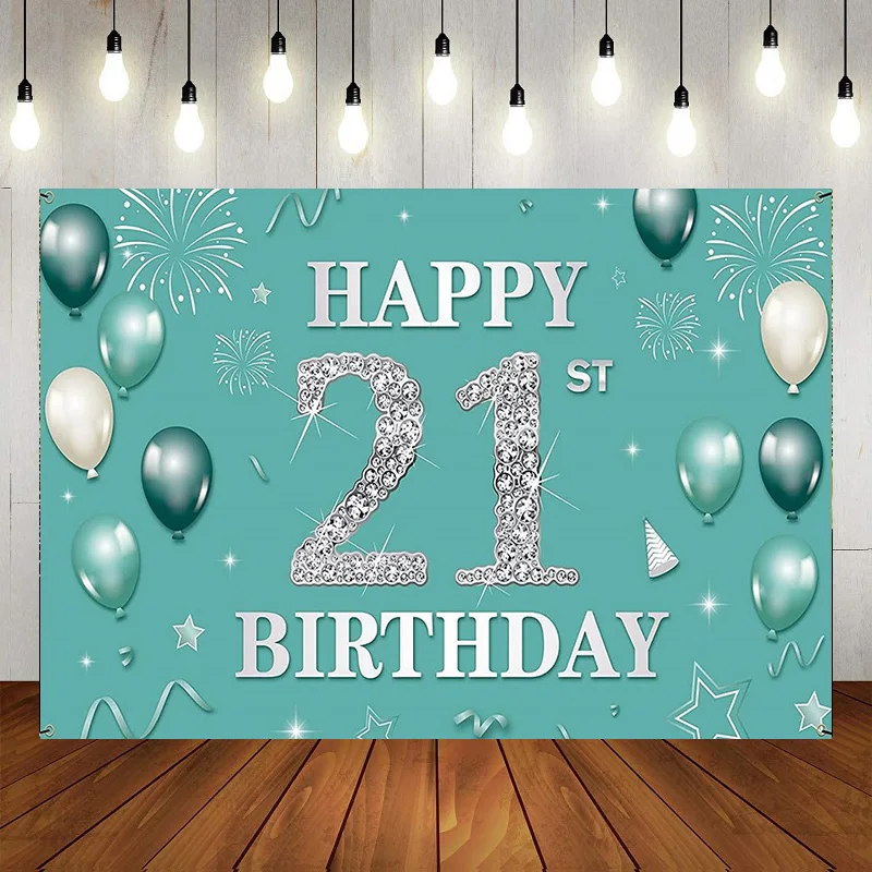 

Happy 21st Birthday Party Purple Background Decor Supplies Banner Photography Backdrop Decorations Poster Balloon Gift Lover