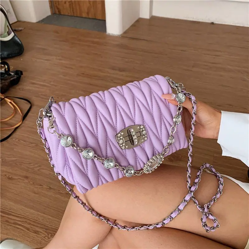 Сумки для женщин новый французский дизайн модная квадратная сумка со стразами и