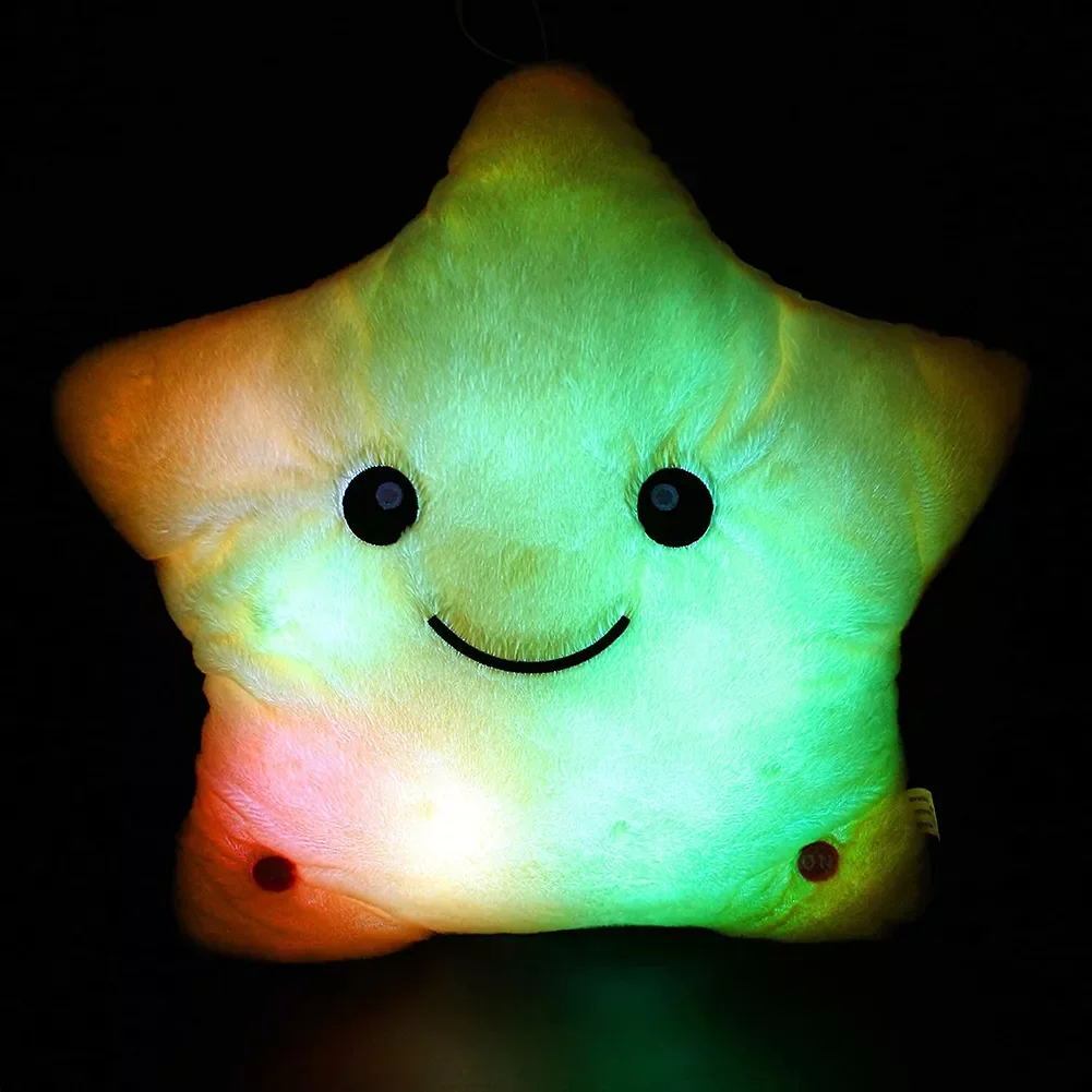 Creative LED Luminous Pillow Star Cushion Soft Stuffed Plush Colorful Christmas Plush Light Toy Gift for Kid Children Girls