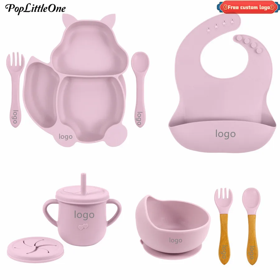 Sucker Bowl Silicone Dishes Plate For Baby Cup Bibs Spoon Fo
