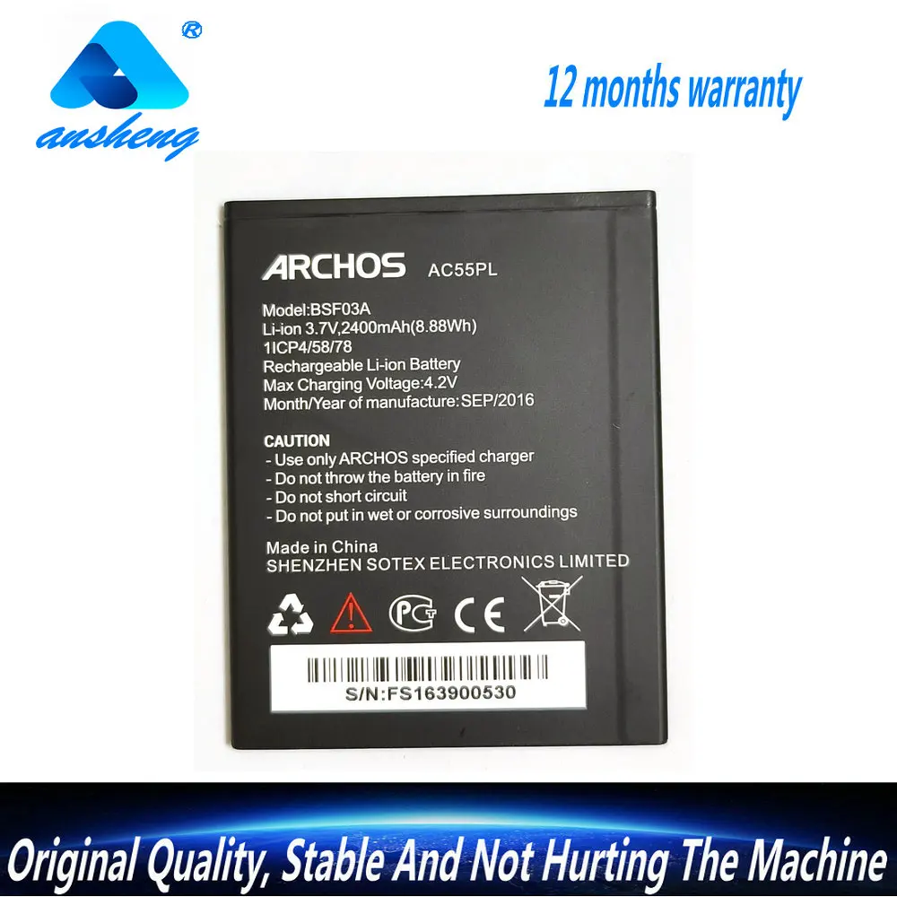 

New Original 3.7V 2400mAh BSF03A Battery For ARCHOS Archos 55 Platinum AC55PL Mobile Phone