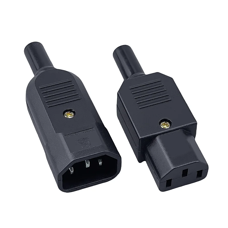 16A 250V IEC Прямой кабельный разъем C13 C14 Женская штекерная вилка Rewirable Разъем питания 3-контактная розетка переменного тока Промышленная вилка BK