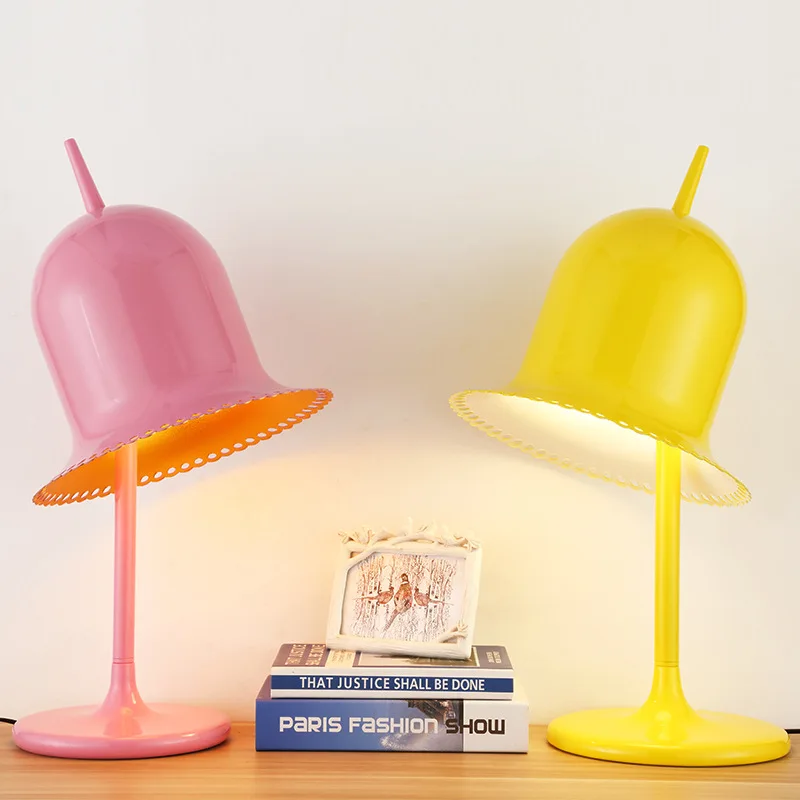 

Hat Nordic Table Lamp Living Room Children's Room Bedroom Bedside Princess Room Table Lamp Pink Yellow White