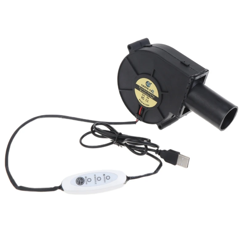 

5V Usb Blower Speed Adjuatable Grill Wood Stove Fan 9733 Outdoor Portable 3800R Dual Ball Bearing for W Air Collecting