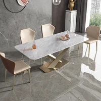 light rock dining table and chair combination household small apartment modern simple luxury high end rectangular table