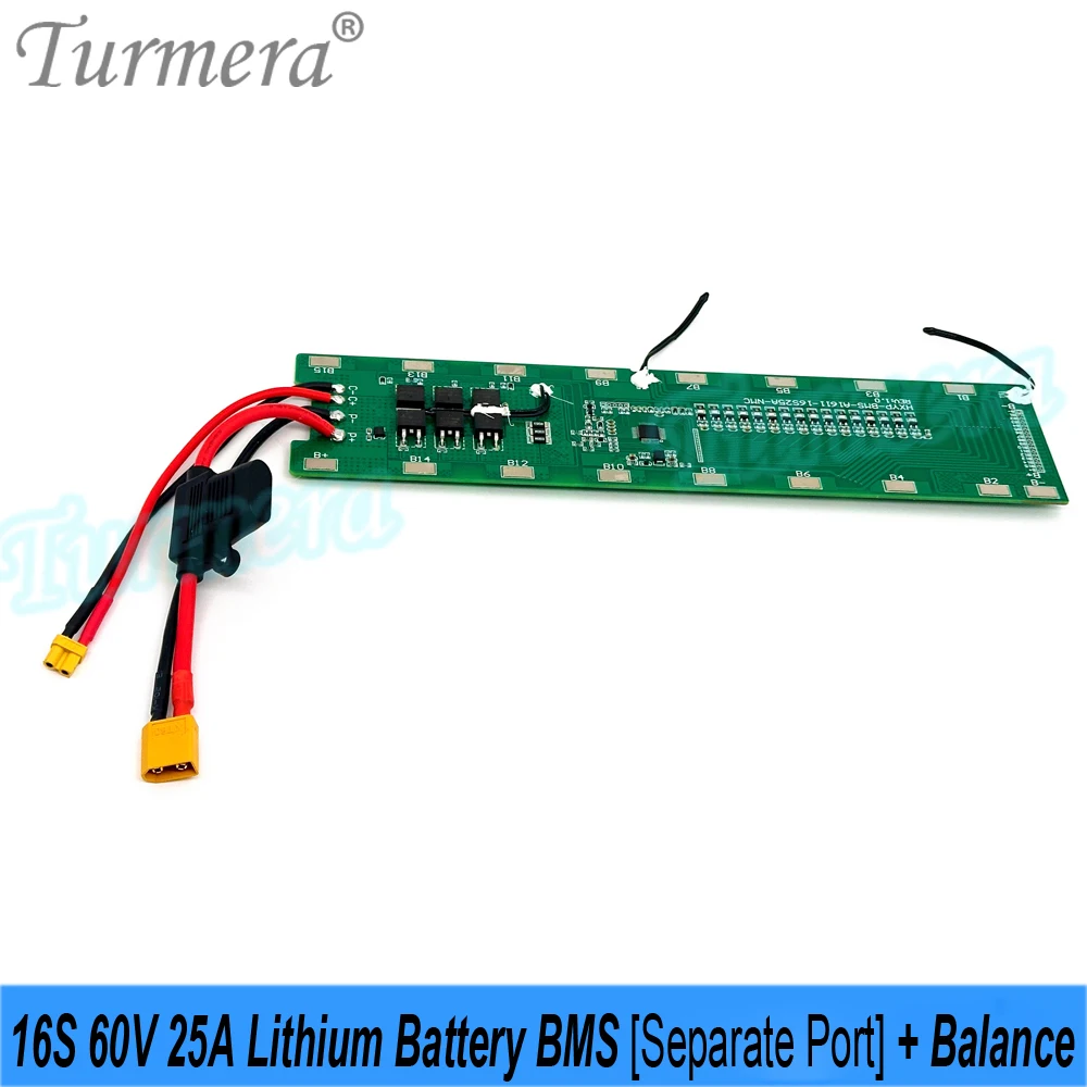 Фото Turmera 16S 60V 25A литиевая батарея BMS с отдельным портом и балансовой сварочной платой для 18650 21700 Diy E-Scooter E-Bike Batteries №3