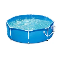 factory wholesale round shape steel frame above ground swimming pool for family