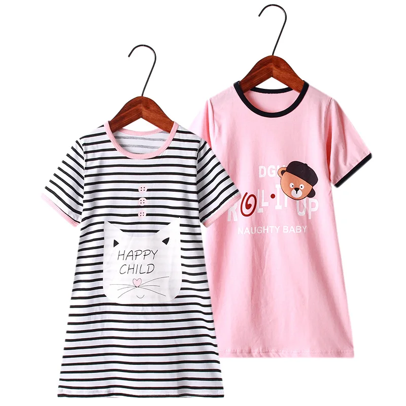 

2022 Children Pajamas Summer Dresses Girls Baby Nightdress Cotton Princess Nightgowns Home Clothes Inflant Kid Cartoon Sleepwear