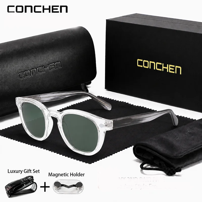 Фото Повседневные круглые солнцезащитные очки CONCHEN унисекс с защитой UV400 для поездок на работу, шопинга, прогулок, путешествий и повседневного ношения на улице. №1