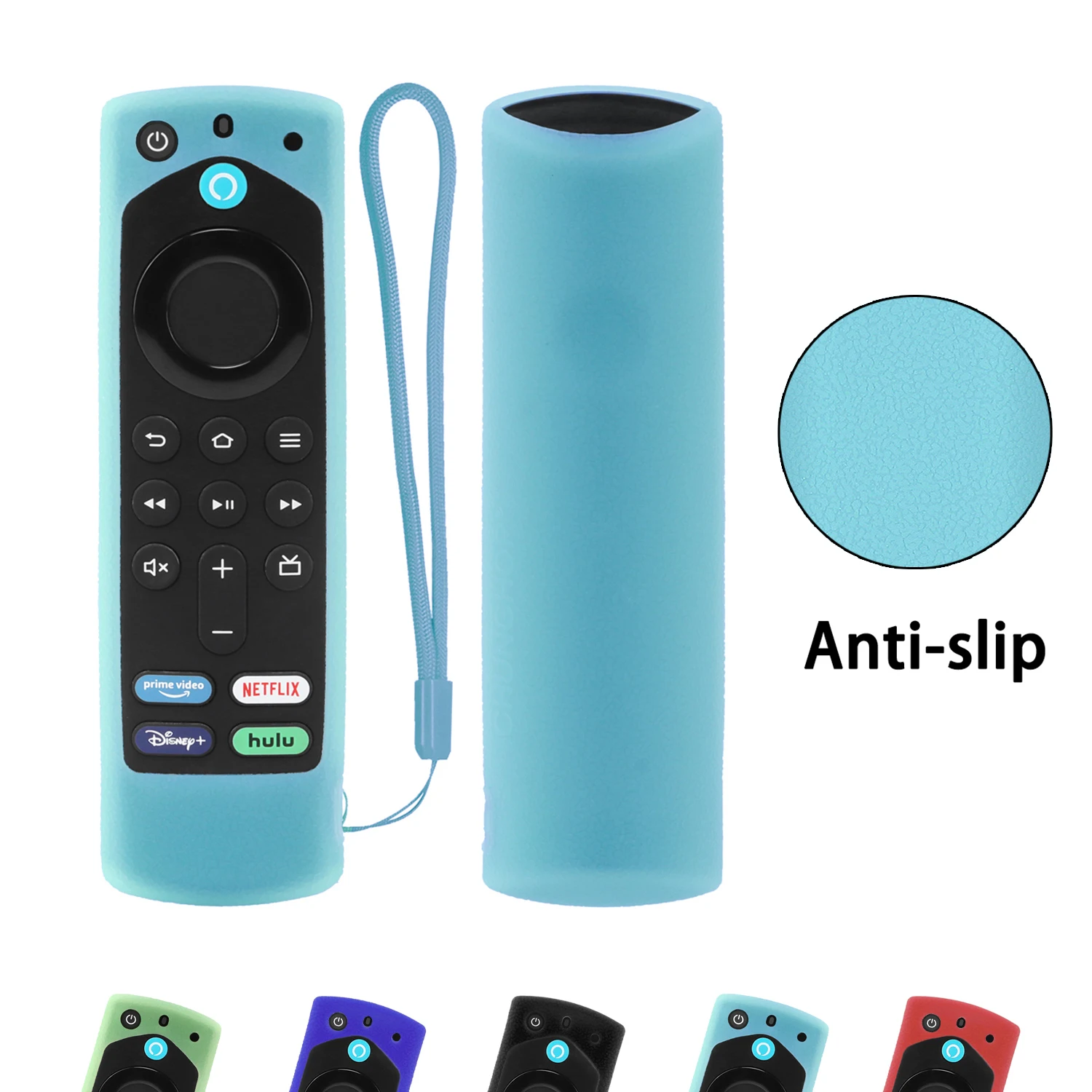 For 2021 Amazon Fire TV Stick Protective Silicone Remote Control Case For 3rd Gen Shockproof Anti-Slip Sleeve With Lanyard