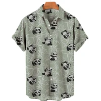 2022 summer unisex hawaiian shirt 3d anime animal panda print short sleeve mens shirt cool top camicias retro casual shirt 5xl