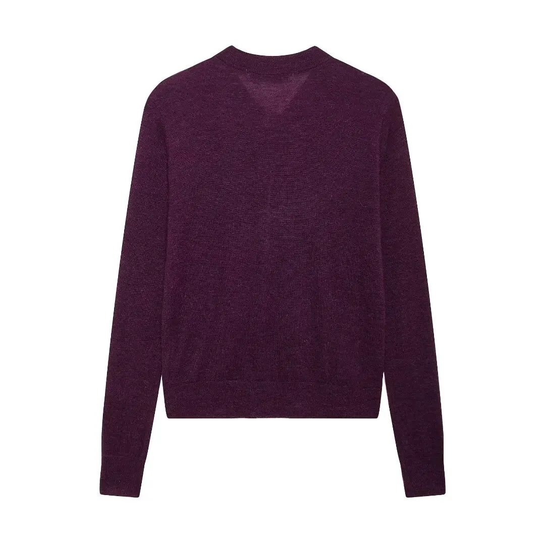 TRAFZA женский тонкий бордовый кардиган свитер с бантом смешанный осень-зима 2023