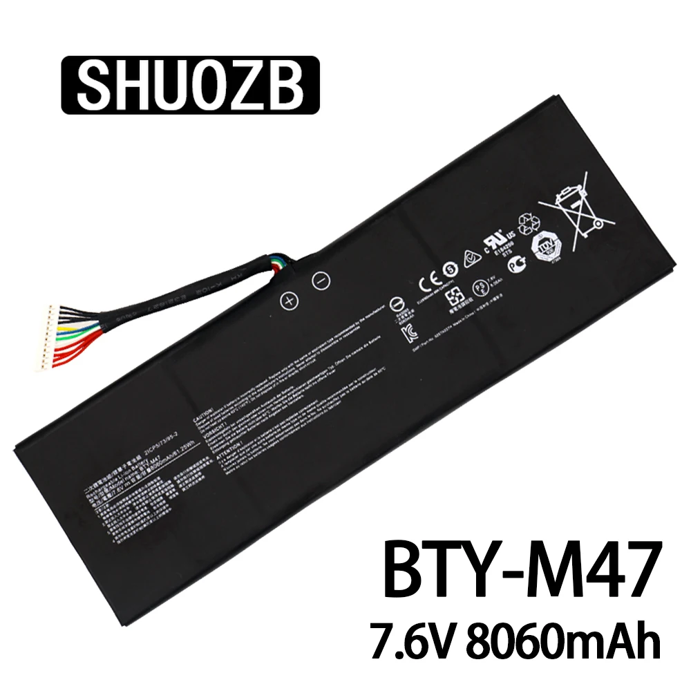 

Laptop Battery BTY-M47 for MSI GS40 GS43 GS43VR 6RE GS40 6QE 2ICP5/73/95-2 New Notebook batteries 7.6V 8060mAh 61.25Wh SHUOZB