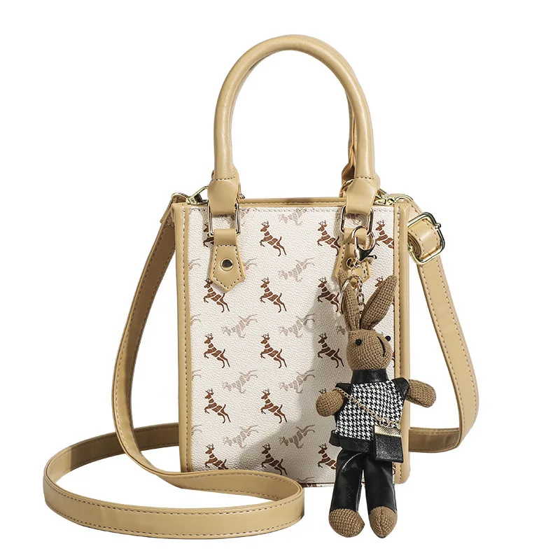 

KUROYABU Classical Printing Rectangle Bags Simple Printing Leather Bags Lightweight Crossbody Bags Personality Shoulder Bags