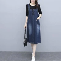 women jean dress korean fashion spaghetti strap dress casual sleeveless overall dress ladies vintage streetwear denim sundress