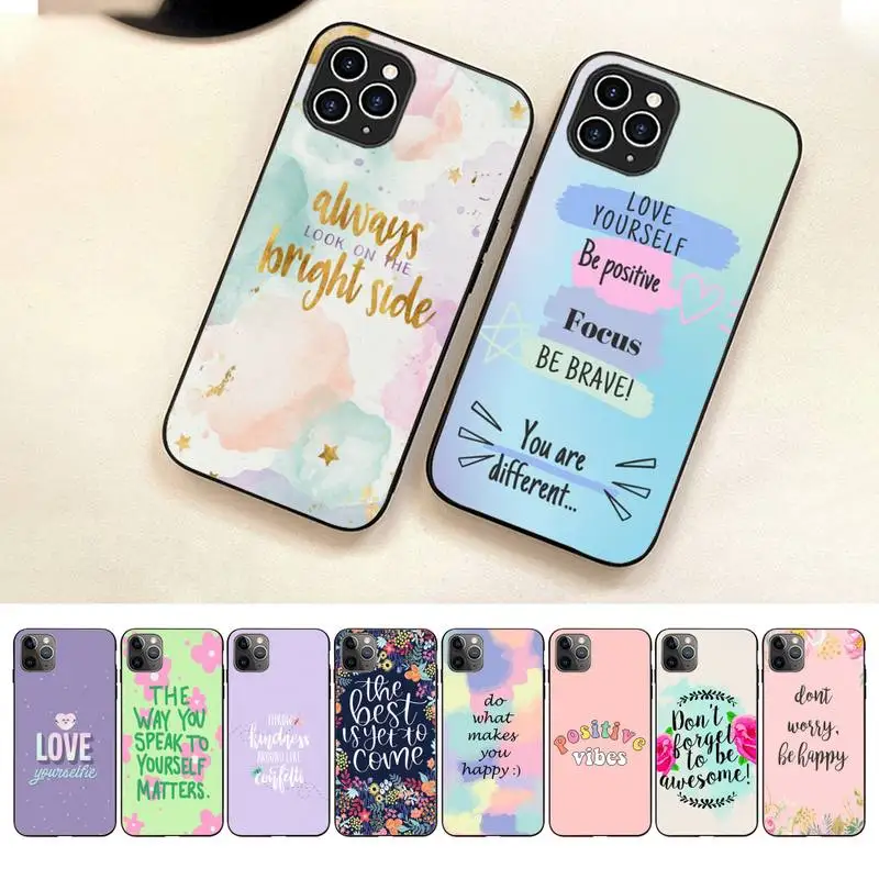 

Positive Good Vibe Only Love Happy Trust Phone Case For Iphone 7 8 Plus X Xr Xs 11 12 13 14 Se2020 Mini Pro Max Case
