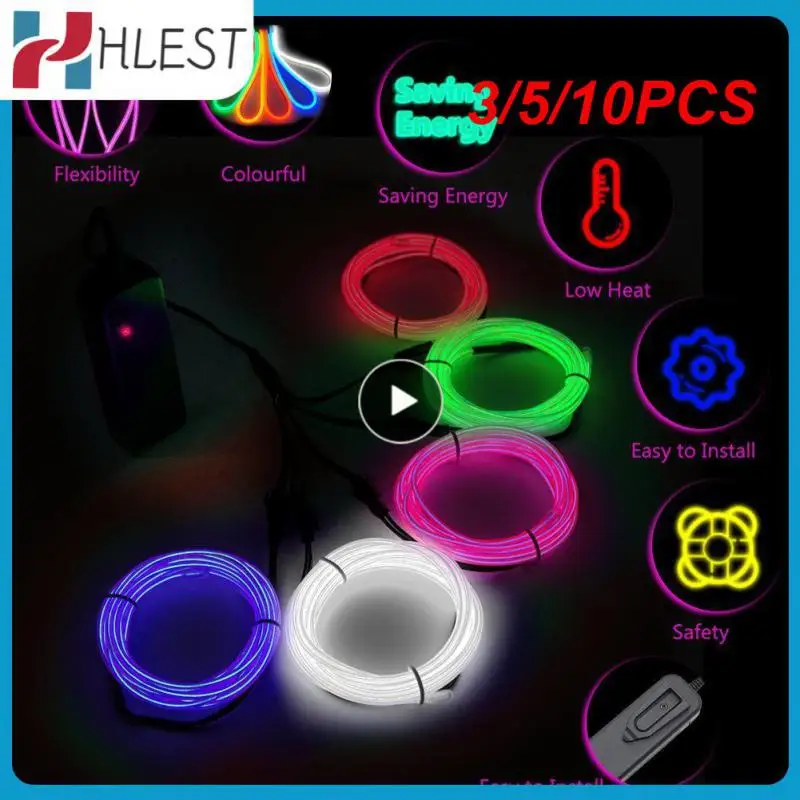 

3/5/10PCS High-quality Car El Luminous Line Aa Battery Decorative Fluorescent Tape Universal Durable Led Strip Lamp Car Interior