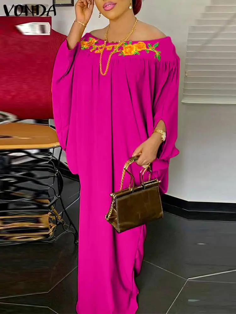 

Платье с цветочным принтом 2022 VONDA, богемное летнее сексуальное платье с открытыми плечами, женское Повседневное платье для вечеринки, плать...