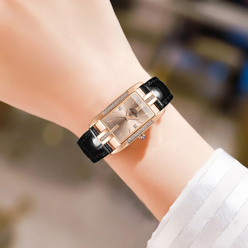 JLANDA 2023 Fashion Square Green Dial Ladies Exquisite Atmosphere Luxury Quartz Watch Stainless Steel Strap Waterproof Watches