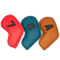pu leather golf iron head covers golf club headcover waterproof golf club head covers set fit for most brands golf iron