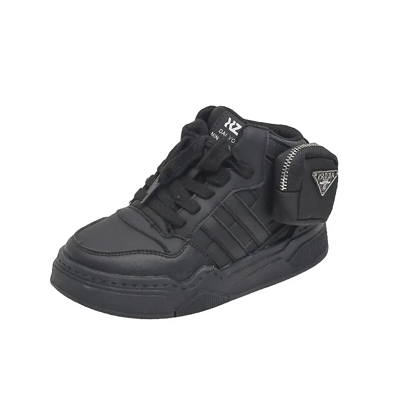 

Модные однотонные Детские кроссовки с маленькими карманами для девочек и мальчиков детские кроссовки из искусственной кожи Нескользящие высокие кроссовки