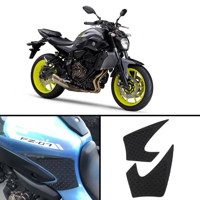 Фото Накладка на топливный бак мотоцикла для Yamaha FZ07 MT-07 MTT690 MTT690P-AB, противоскользящая наклейка, боковая накладка на топливный бак, водонепроницаемая резиновая наклейка. №3
