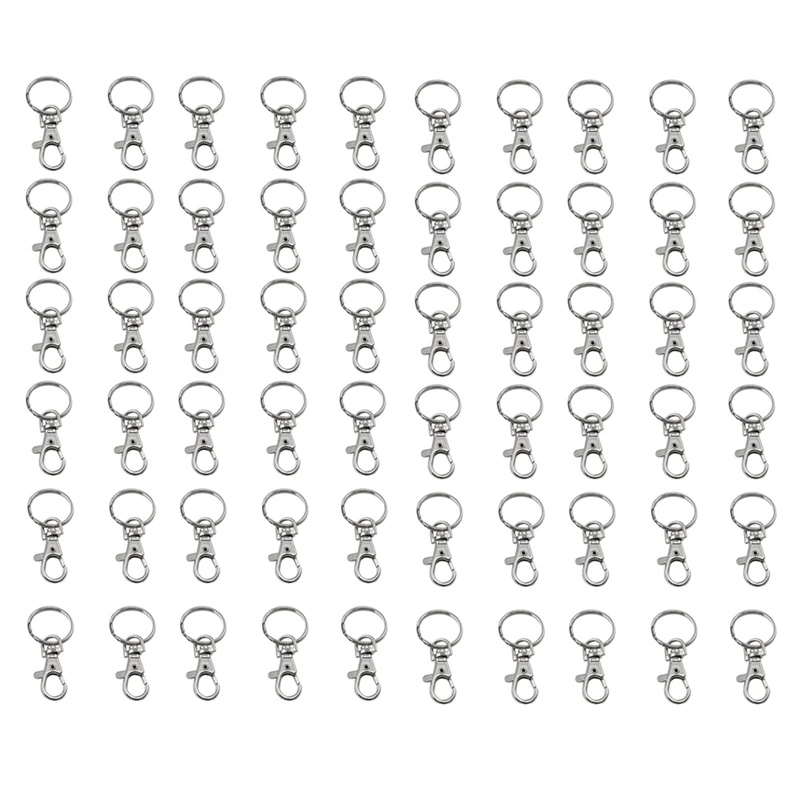 

60 Small Detachable Key Ring Hooks with Split Ring Mini Folding Carabiner Hooks