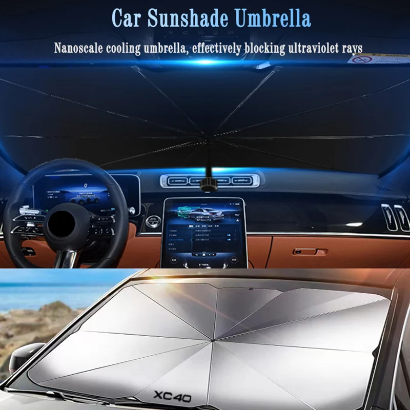 

Car Sunshade Umbrella for Volvo XC40 XC 40 Logo Car Front Window Windshield Foldable Parasol Sunscreen Protection Accessories