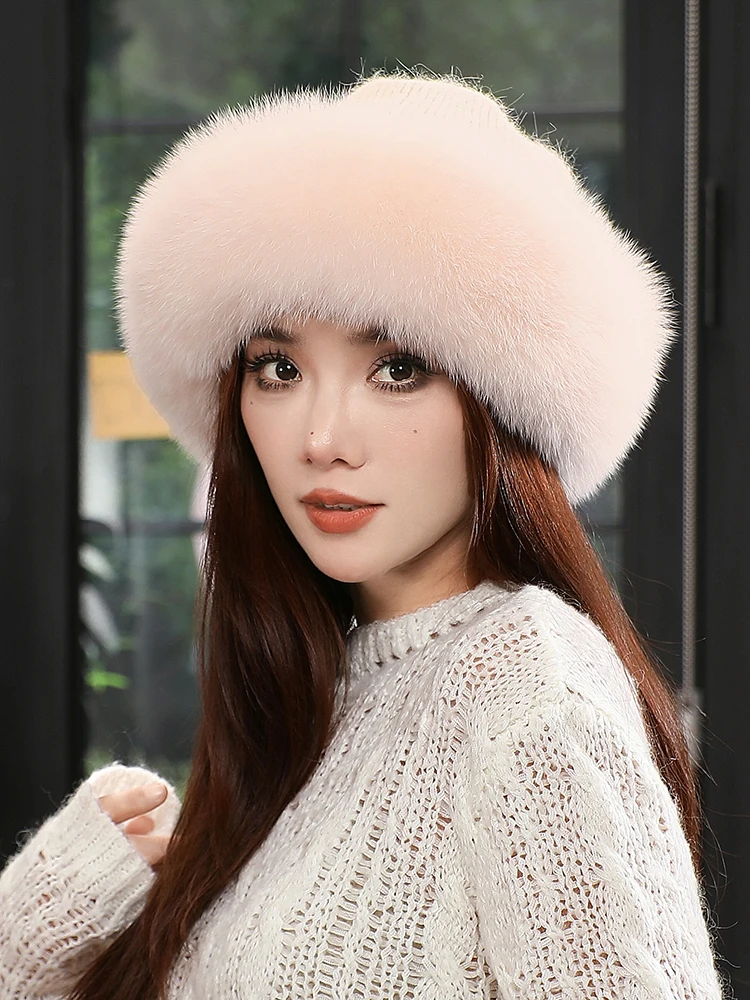 Меховая шапка для женщин среднего и пожилого возраста осенне-зимняя уличная