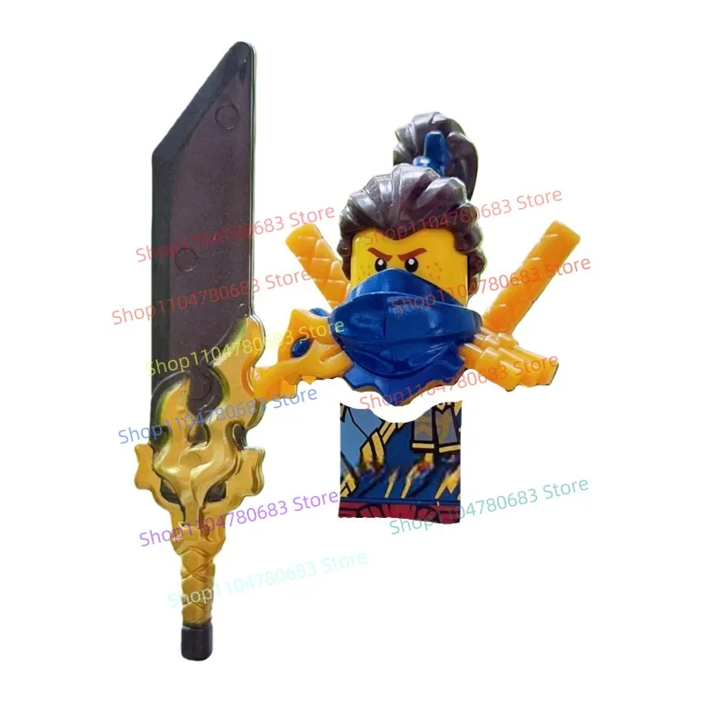 Фото Строительные блоки MOC, мини-фигурка ниндзя с двумя лезвиями, элементарный мастер, сборная модель, дисплей, аниме, декор для телевизора, игрушка в подарок, коллекционная №2