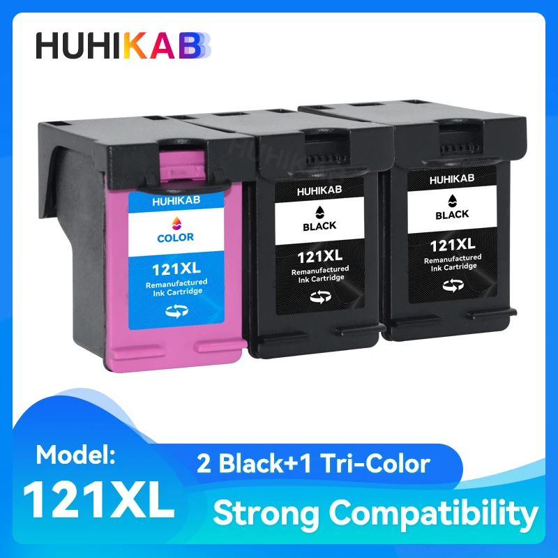 

HUHIKAB 121XL Refilled Ink Replacement For HP 121 XL Cartridge For HP121 Officejet J4500 J4524 J4525 J4535 J4540 J4550 Printer