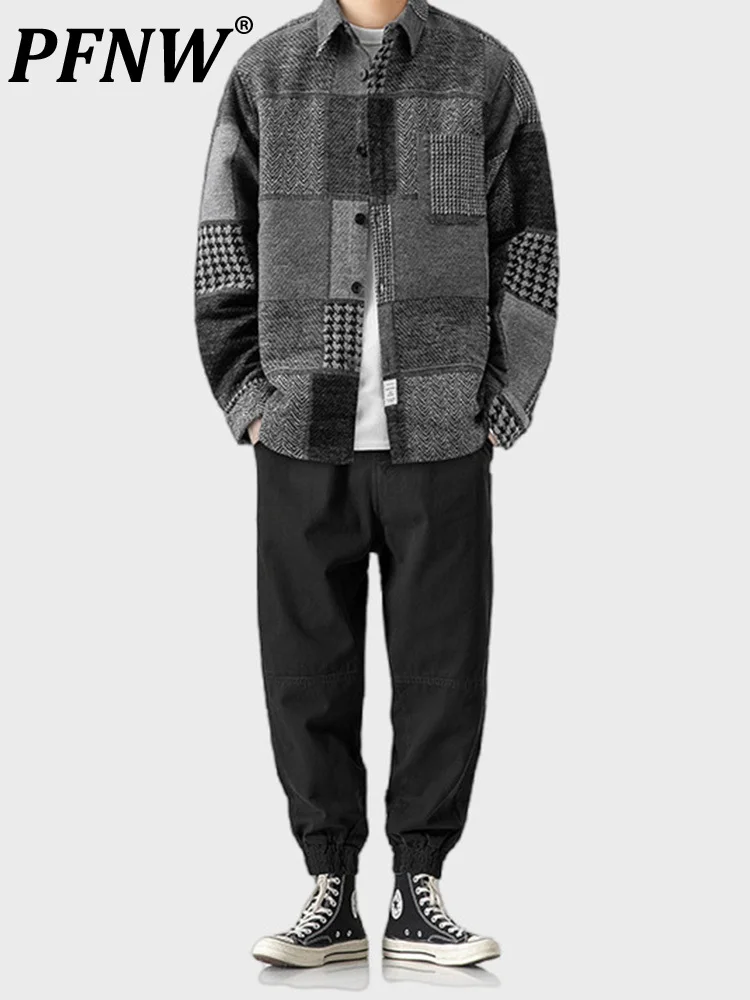 

Утепленная клетчатая рубашка PFNW с начесом, мужские повседневные куртки, новинка осенне-зимнего сезона, шикарные свободные уличные Топы 12A5464