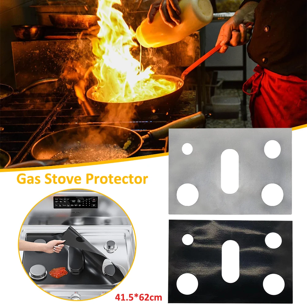 

0.2mm Thickness 5 Holes Gas Stove Protectors Cover Liner Anti-Oil Stovetop Burner Cooker Protective Covers Mat Pad Kitchen tools