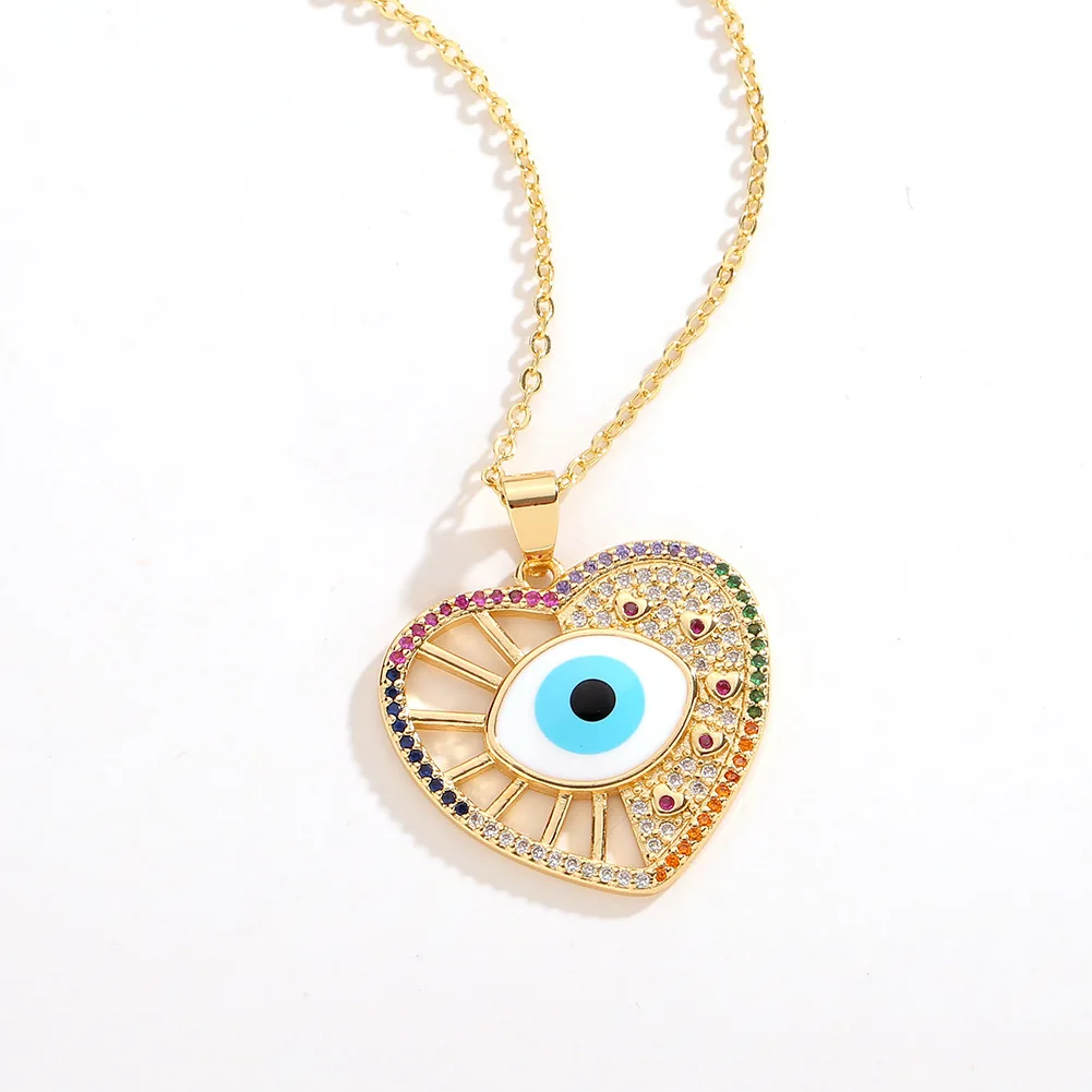 

High Quality New Hot Selling Jewelry Enamel Drip Oil Evil Eye Pendant Niche Light Luxury Temperament Necklace Female Party Gift