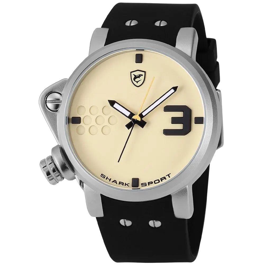 

DESH110 Silver Shell Yellow Face Black Word Black Silicone with Quartz Watch