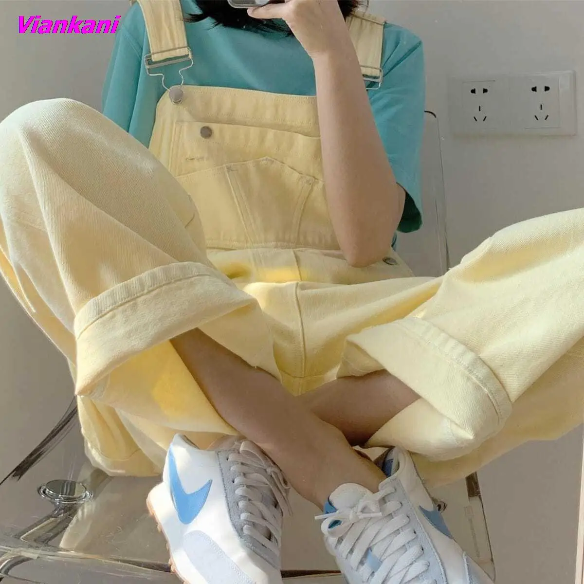 

2023 New Women Bodysuit Jumpsuit Korean Loose Oversize Yellows Sweet Cute Overalls Female Fashion Casual Streetwear Playsuits