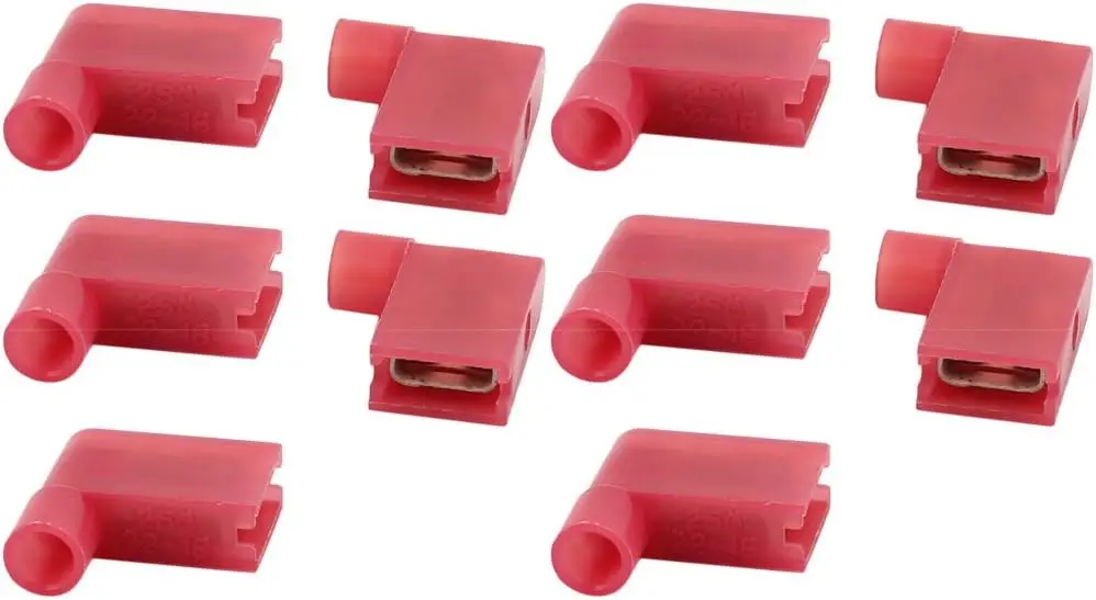 Обжимные клеммы с флагом, 10 шт., нейлоновые полностью изолированные разъемы для проводов, красные