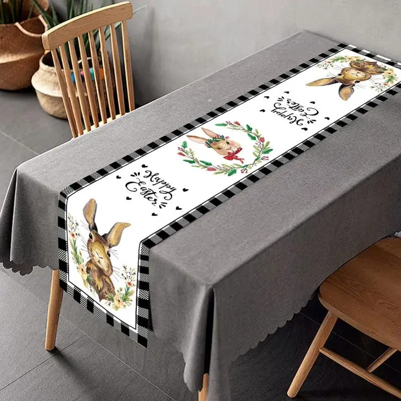 

Easter Bunny Table Runner Printed Table Runner Table Flag Cloth Cover Coffee Tablecloth Party Home Decoration For Kitchen Dining