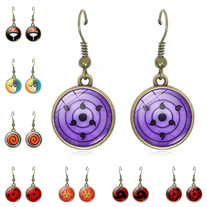 

Anime Sharingan Eye Earrings Uchiha Sasuke Kakashi Mangekyou Rinnegan Eyes Glass Pendant Drop Earring Women Jewelry Wholesale